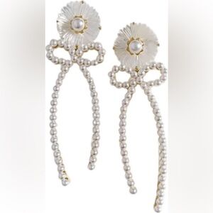 Pearl Bow Statement Earrings
